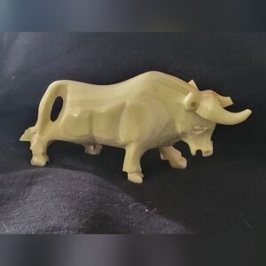 Tan And Brown Ceramic Bull Figurine